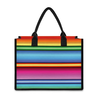Cinco De Mayo Mexican Stripe Print Canvas Tote Bag
