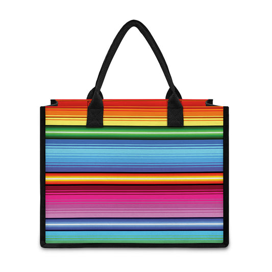 Cinco De Mayo Mexican Stripe Print Canvas Tote Bag