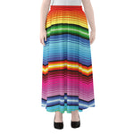 Cinco De Mayo Mexican Stripe Print Chiffon Maxi Skirt