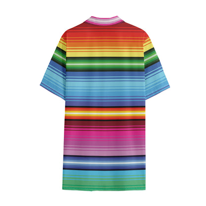 Cinco De Mayo Mexican Stripe Print Cotton Hawaiian Shirt