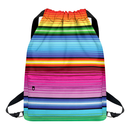 Cinco De Mayo Mexican Stripe Print Drawstring Backpack