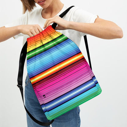 Cinco De Mayo Mexican Stripe Print Drawstring Backpack