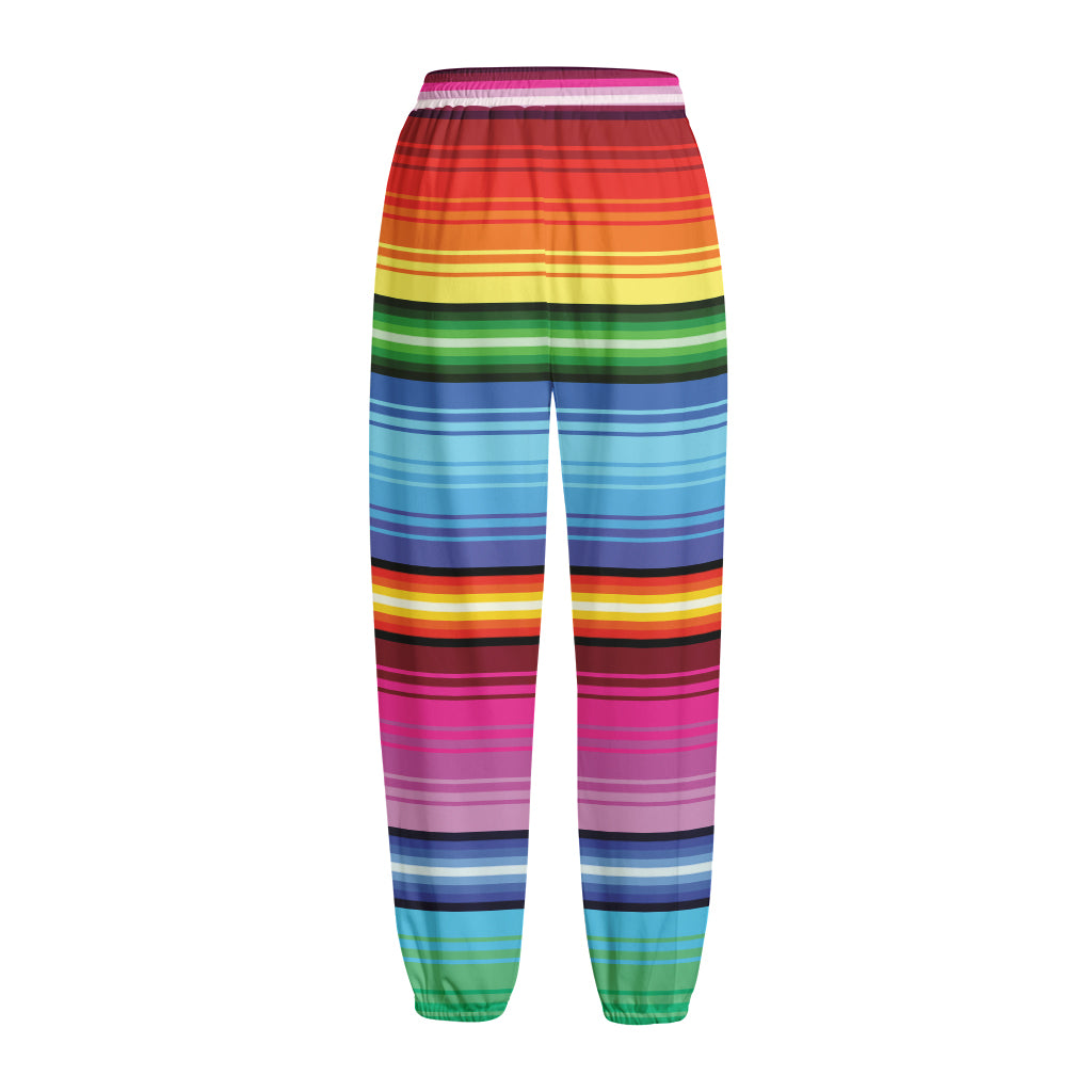 Cinco De Mayo Mexican Stripe Print Fleece Lined Knit Pants