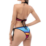 Cinco De Mayo Mexican Stripe Print Halter Scoop Tie Side Bikini