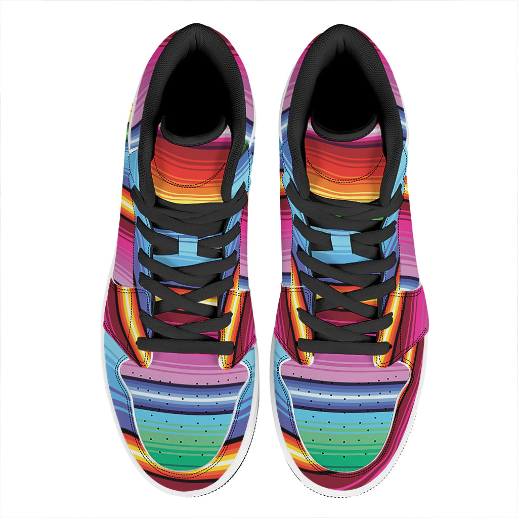 Cinco De Mayo Mexican Stripe Print High Top Leather Sneakers