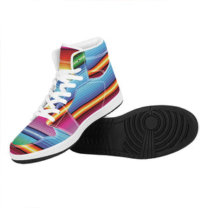 Cinco De Mayo Mexican Stripe Print High Top Leather Sneakers