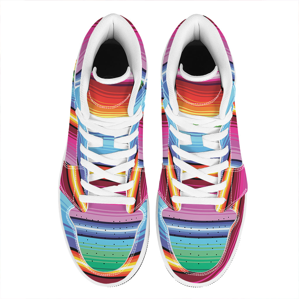 Cinco De Mayo Mexican Stripe Print High Top Leather Sneakers