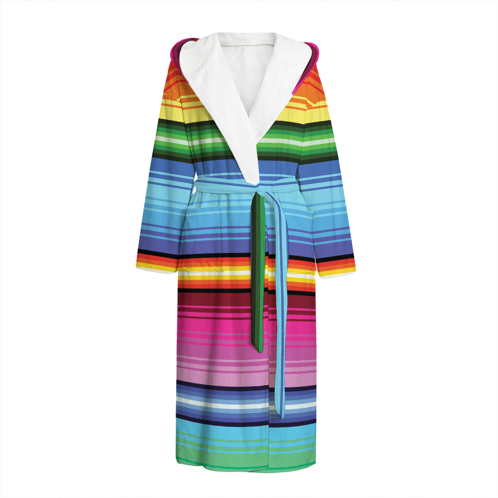 Cinco De Mayo Mexican Stripe Print Hooded Bathrobe