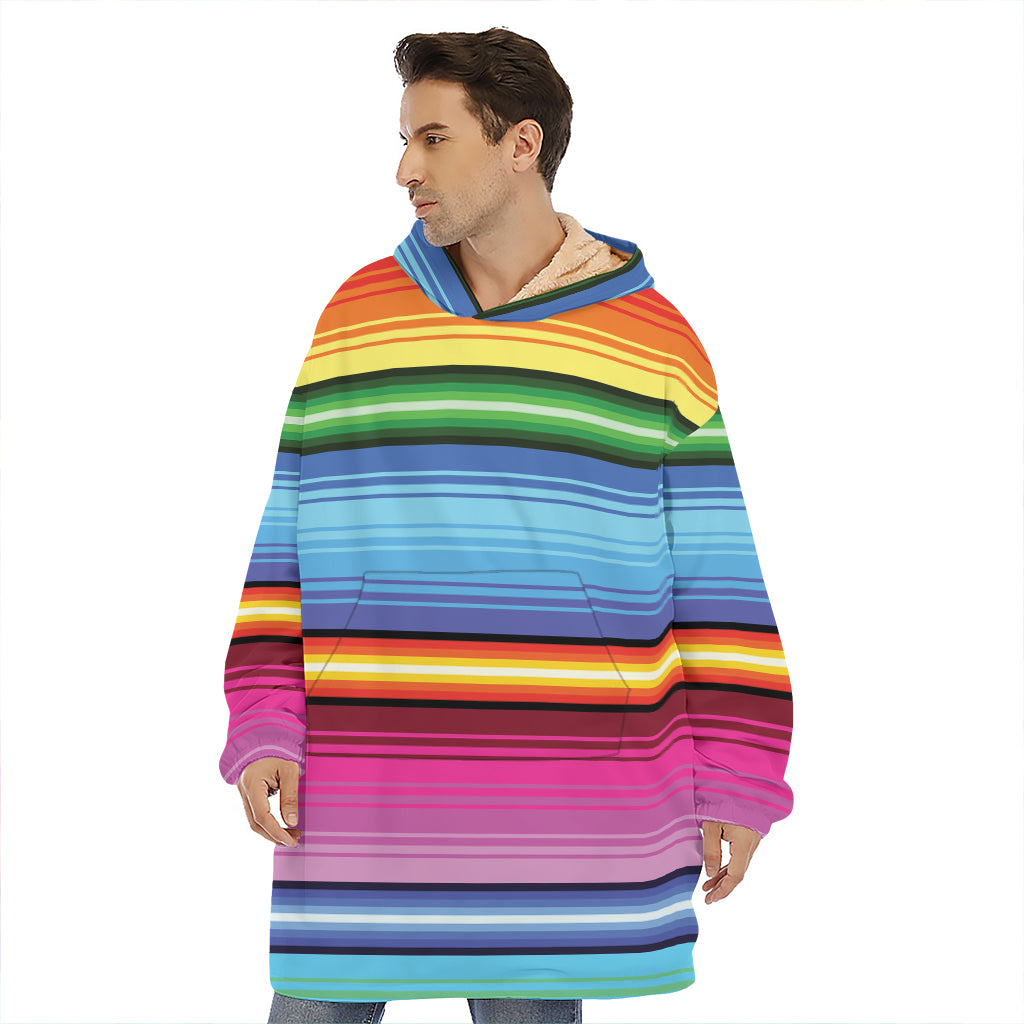 Cinco De Mayo Mexican Stripe Print Hoodie Blanket