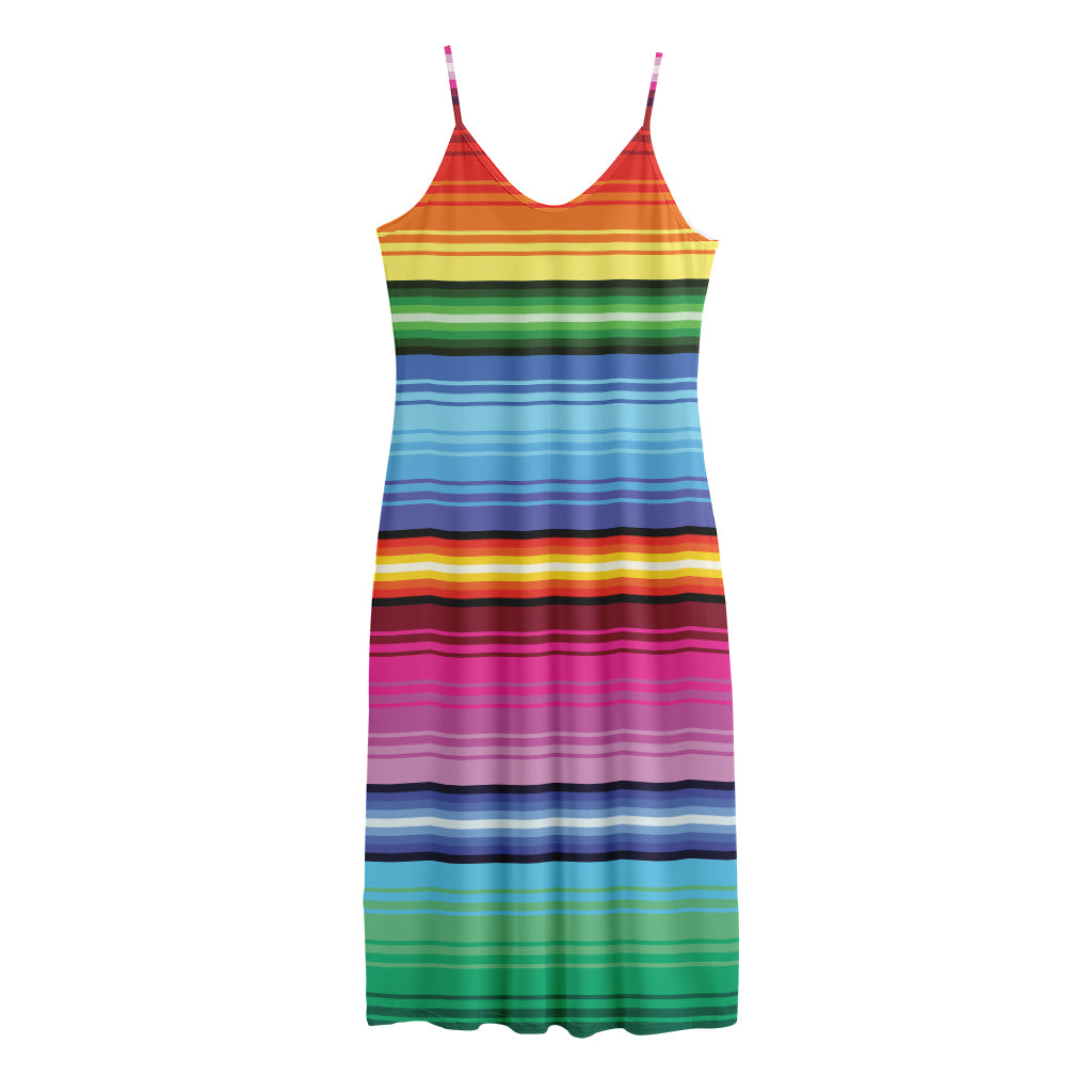 Cinco De Mayo Mexican Stripe Print Jersey Midi Cami Dress