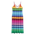 Cinco De Mayo Mexican Stripe Print Jersey Midi Cami Dress