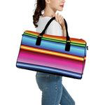 Cinco De Mayo Mexican Stripe Print Leather Duffle Bag