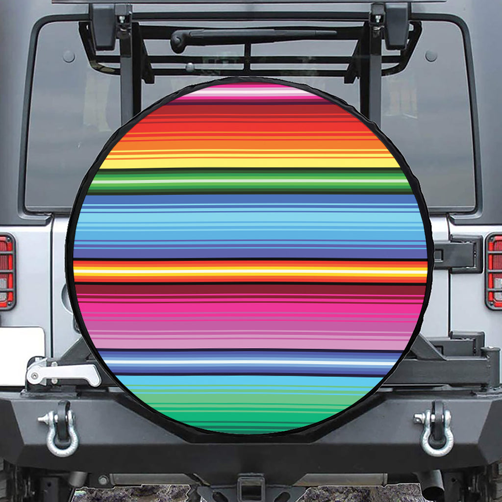 Cinco De Mayo Mexican Stripe Print Leather Spare Tire Cover