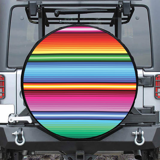 Cinco De Mayo Mexican Stripe Print Leather Spare Tire Cover