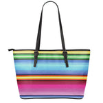 Cinco De Mayo Mexican Stripe Print Leather Tote Bag