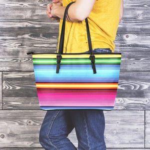 Cinco De Mayo Mexican Stripe Print Leather Tote Bag