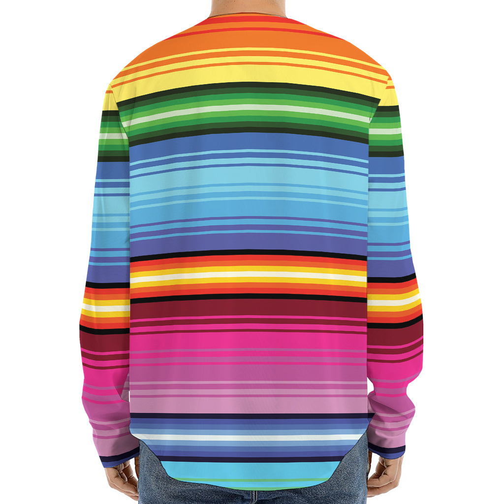 Cinco De Mayo Mexican Stripe Print Long Sleeve Baseball Jersey