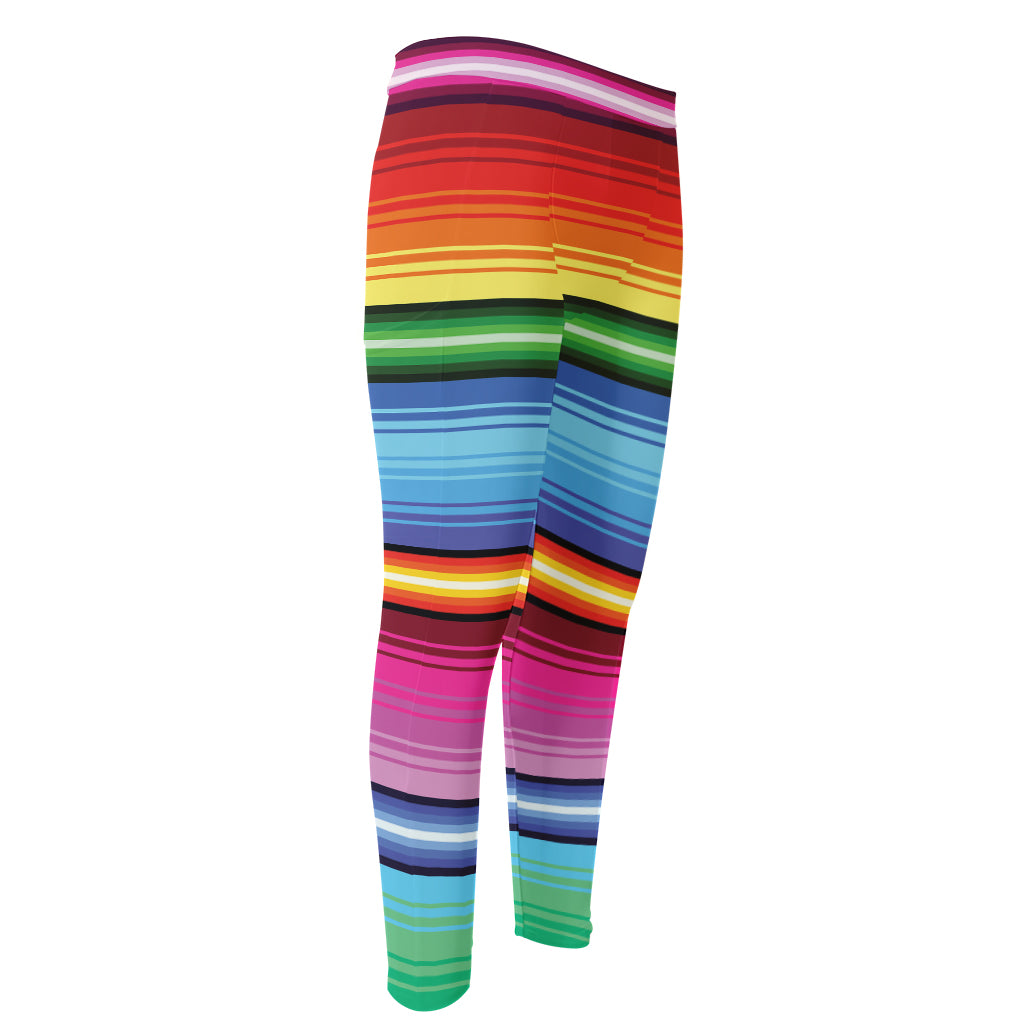 Cinco De Mayo Mexican Stripe Print Men's Compression Pants