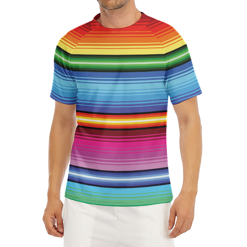 Cinco De Mayo Mexican Stripe Print Men's Short Sleeve Rash Guard