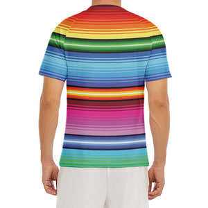 Cinco De Mayo Mexican Stripe Print Men's Short Sleeve Rash Guard