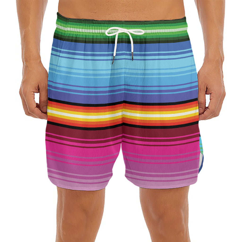 Cinco De Mayo Mexican Stripe Print Men's Split Running Shorts