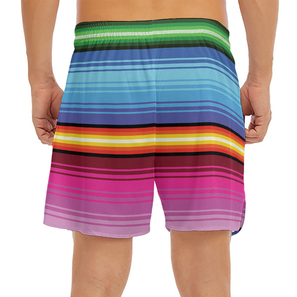 Cinco De Mayo Mexican Stripe Print Men's Split Running Shorts