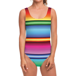 Cinco De Mayo Mexican Stripe Print One Piece Swimsuit