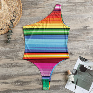 Cinco De Mayo Mexican Stripe Print One Shoulder Bodysuit