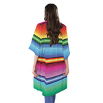 Cinco De Mayo Mexican Stripe Print Open Front Beach Cover Up