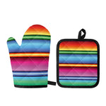Cinco De Mayo Mexican Stripe Print Oven Mitt And Pot Holder Set