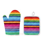 Cinco De Mayo Mexican Stripe Print Oven Mitt And Pot Holder Set