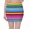 Cinco De Mayo Mexican Stripe Print Pencil Mini Skirt