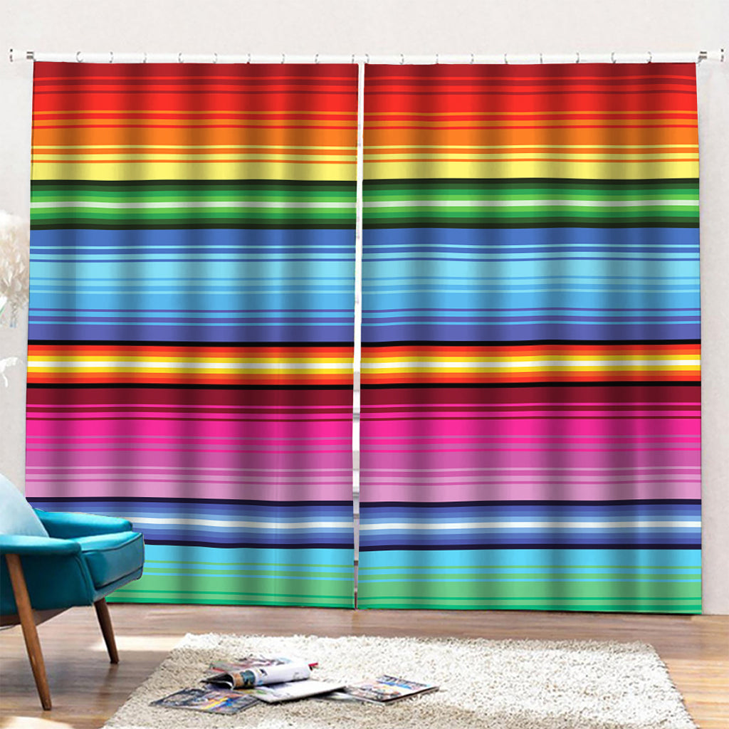 Cinco De Mayo Mexican Stripe Print Pencil Pleat Curtains