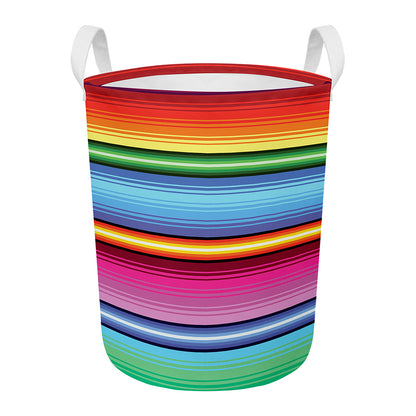 Cinco De Mayo Mexican Stripe Print Round Laundry Basket