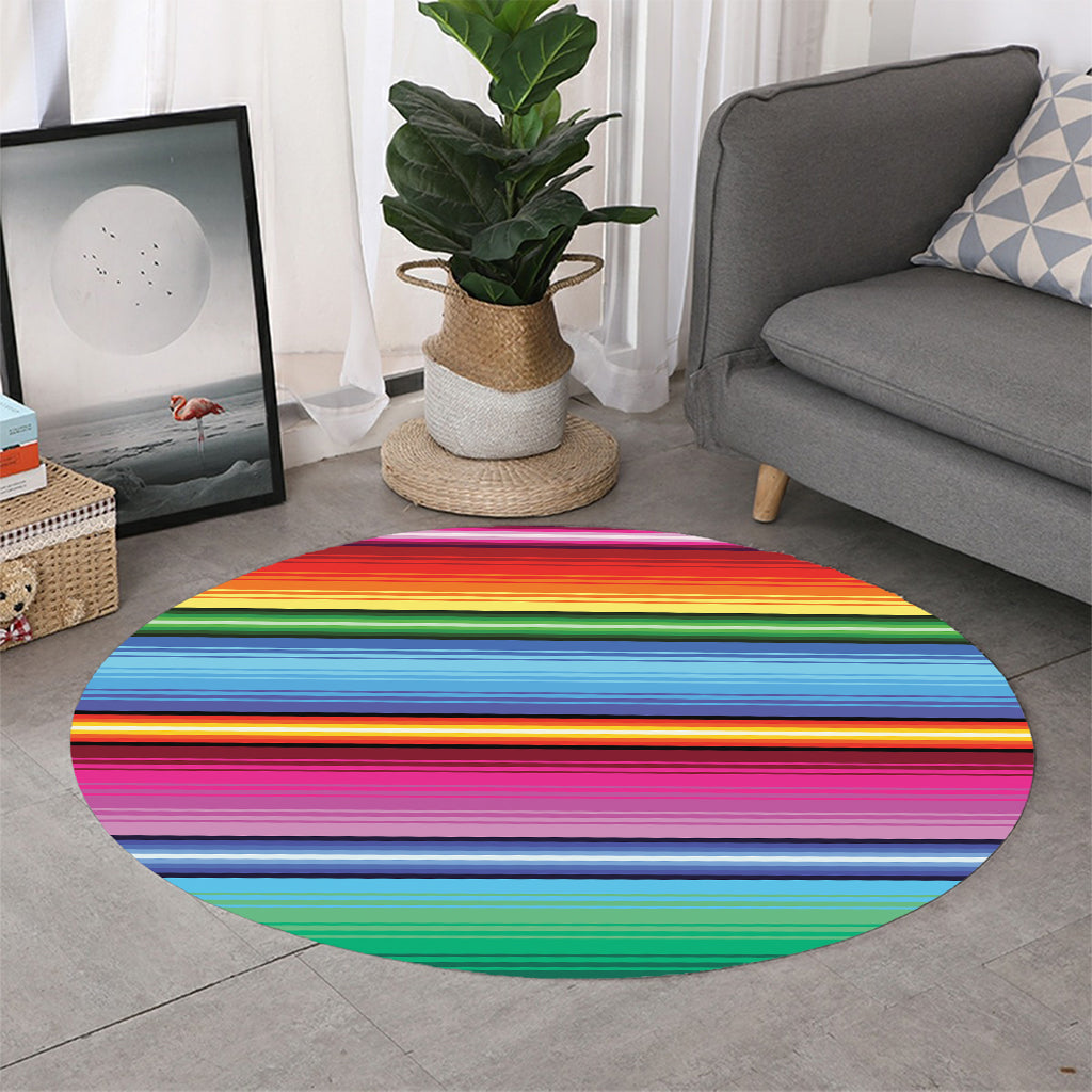 Cinco De Mayo Mexican Stripe Print Round Rug