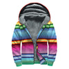 Cinco De Mayo Mexican Stripe Print Sherpa Lined Zip Up Hoodie