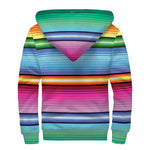 Cinco De Mayo Mexican Stripe Print Sherpa Lined Zip Up Hoodie