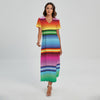 Cinco De Mayo Mexican Stripe Print Short Sleeve Maxi Dress