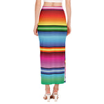 Cinco De Mayo Mexican Stripe Print Side Slit Maxi Skirt