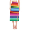 Cinco De Mayo Mexican Stripe Print Side Slit Midi Skirt