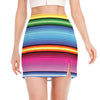 Cinco De Mayo Mexican Stripe Print Side Slit Mini Skirt