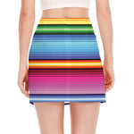 Cinco De Mayo Mexican Stripe Print Side Slit Mini Skirt