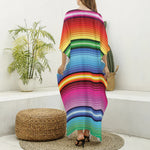 Cinco De Mayo Mexican Stripe Print Silk V-Neck Kaftan Dress