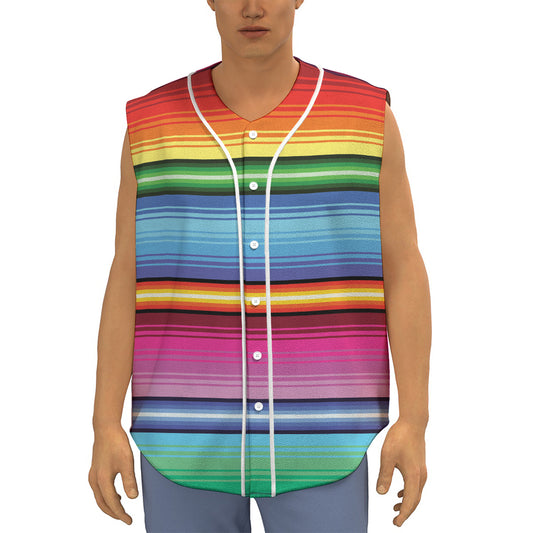 Cinco De Mayo Mexican Stripe Print Sleeveless Baseball Jersey