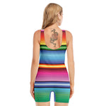 Cinco De Mayo Mexican Stripe Print Sleeveless One Piece Swimsuit