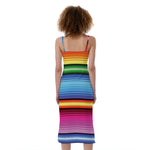 Cinco De Mayo Mexican Stripe Print Slim Fit Midi Cami Dress