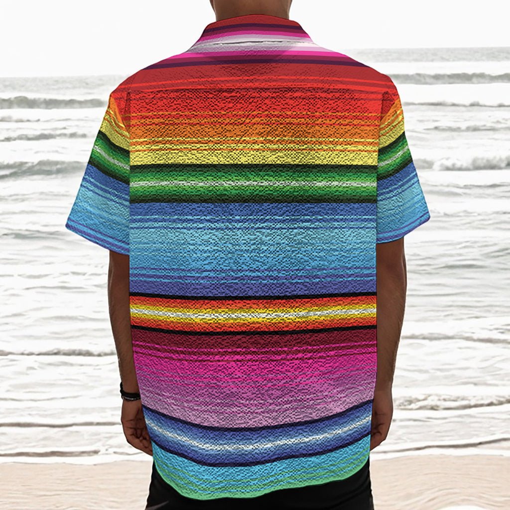 Cinco De Mayo Mexican Stripe Print Textured Short Sleeve Shirt