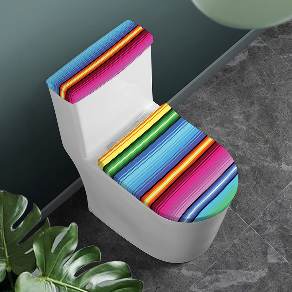 Cinco De Mayo Mexican Stripe Print Toilet Lid And Tank Cover Set