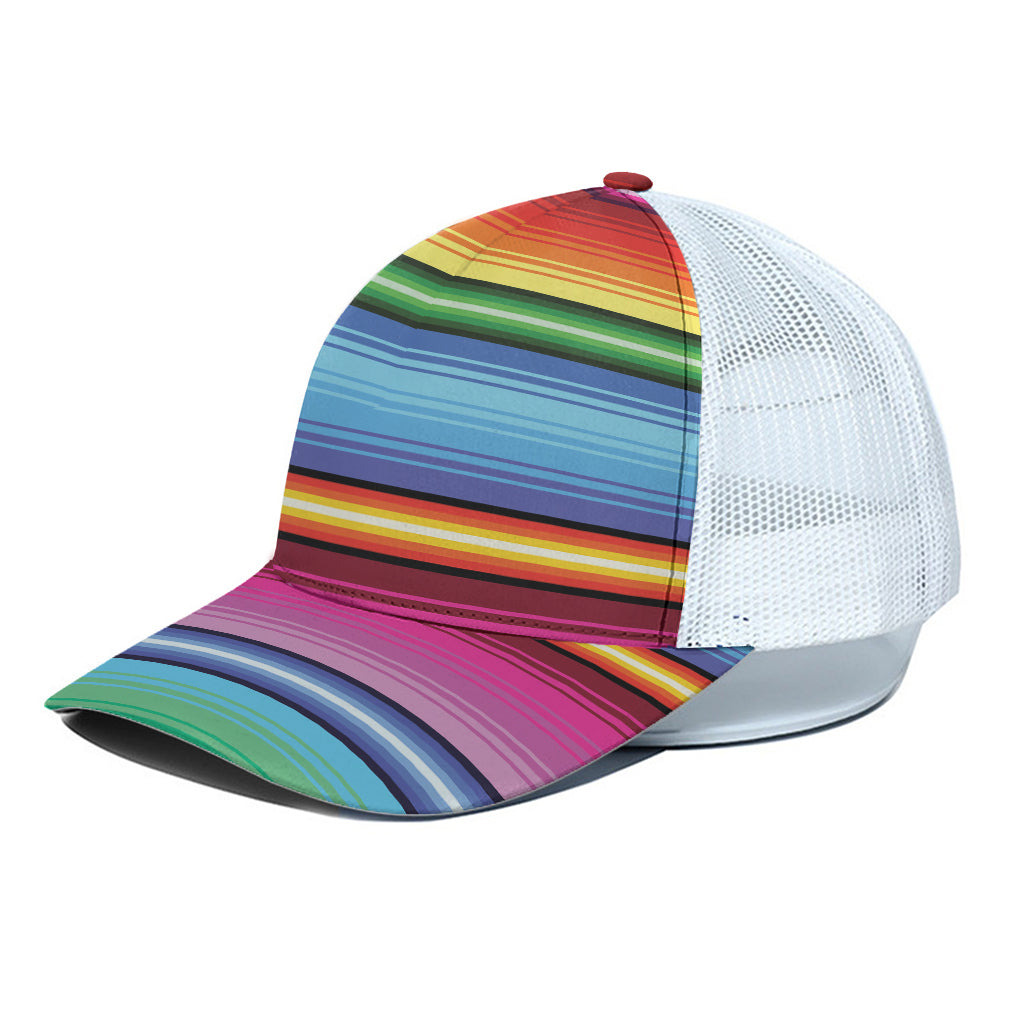 Cinco De Mayo Mexican Stripe Print White Mesh Trucker Cap