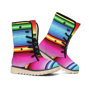 Cinco De Mayo Mexican Stripe Print Winter Boots